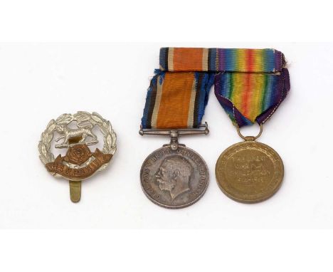 A pair of WWI general service medals, awarded to M-273958 Acting Sergeant H. Giles, Army Service Corps, and a Hampshire Regim