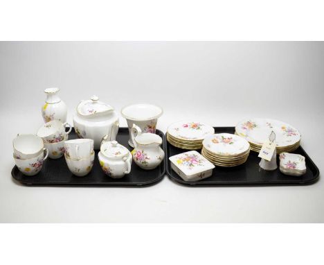 A Royal Crown Derby ‘Derby Posies’ tea service, including: tea pot; six tea trios, cream jug, sucrier, table bell, vases and 