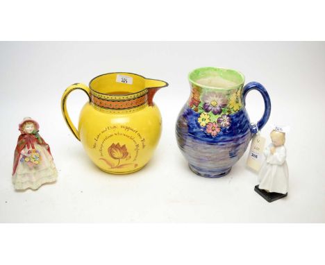 A selection of decorative ceramic wares, including: Royal Doulton ‘Granny’s Shawl’ figure, HN1647; Royal Doulton figure of ‘B