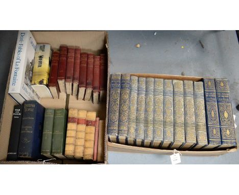 A selection of hardback books, primarily literature, titles including: Fables of La Fontaine, illustrated by Gustav Dore; War