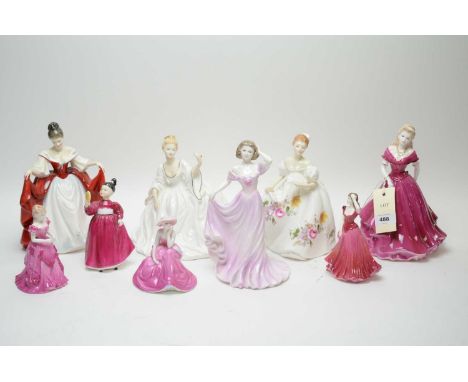 A selection of ceramic figures of ladies, including: Royal Doulton figure of ‘Marilyn’, HN3002; Royal Doulton figure of ‘Sara
