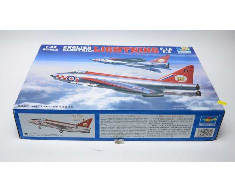 A Trumpeter 1:32 scale English Electric Lightning model plane, in box.