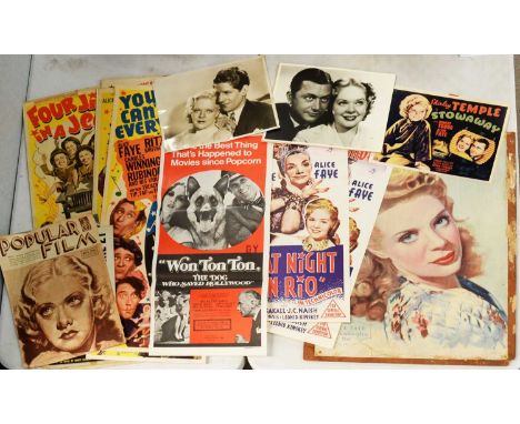  Alice Faye collectors interest: An impressive collection of posters, photographs, musical promotional magazines, posters, pa