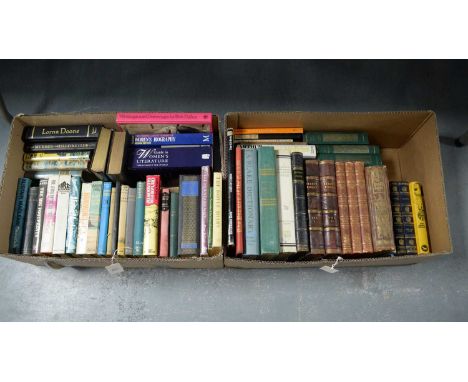 A selection of hardback and other books, primarily literature, titles including: Lorna Doone, by R. D. Blackmore; A Guide to 