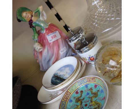 DOULTON FIGURE AUTUMN BREEZES, WEDGWOOD AND WORCESTER SMALL PIECES ETC.    F3