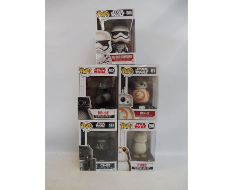 Five Star Wars Pops - First Order Stormtrooper, BB9E, BB8 and others.