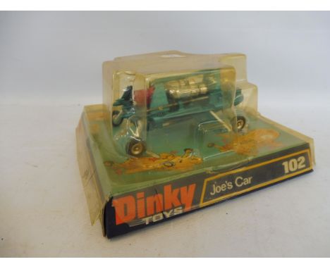 A Dinky Toys circa 1970s issue, no. 102 Joe 90's car, model appears near excellent, bubble pack yellowed.