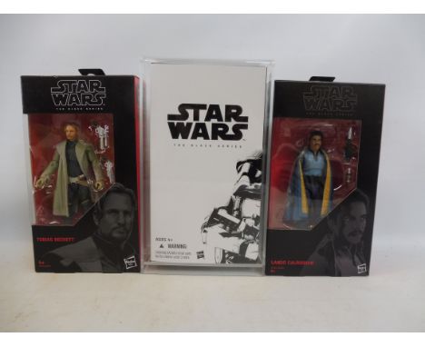 A First Order Stormtrooper from the Hasbro Black Series, in perspex display case, complete with no. 39 and 68.