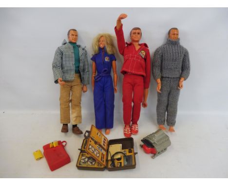 Four original Six Million Dollar Man figures, two Oscar Goldman, complete with exploding suitcase, the Bionic Woman complete 