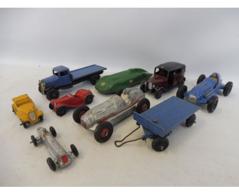 Nine pre-war/early post-war Dinkys including two 23C Mercedes racing cars. 