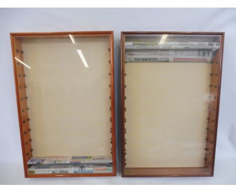 Two glass fronted display cabinets with shelves, made for the Legends Model Series.