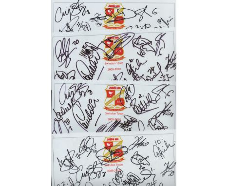 Football. 4 x Collection of Swindon Town 2009-2010 Team Members signed on A4 Gloss Sheet. Signatures such as David Lucas, Mic