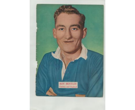 Roy Bentley signed Vintage Magazine cut out page fixed onto White card 13x9.25 Inch. Played 367 games for Chelsea and captain