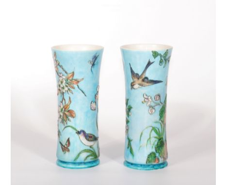 THEODORE DECK (1823-1891) pair of vase decorated with flowers and insectsPeriod: XXth - 20th centurySizes: H=210mm D=95mmWeig