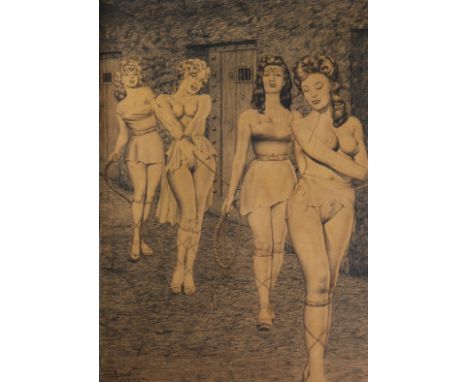 Serajat "Erotica" Roger Jadot pencil and black lead erotic drawingPeriod: XXth - 20th centurySizes: Hors Cadre: L:495 mm H: 6