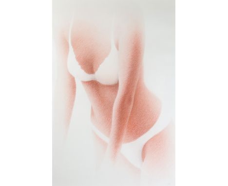 Jean-Marie GOFFIN (1946)) Sanguine "young woman in lingerie"Period: XXth - 20th centurySizes: Hors Cadre: L: 430 mm H: 630 mm