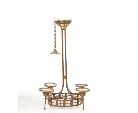 Paul HAMESSE (1877 - 1956), att Brass chandelier 1904Period: XXth - 20th centurySizes: H: 950 mm L: 620 mmWeight (K): 3kgAuth