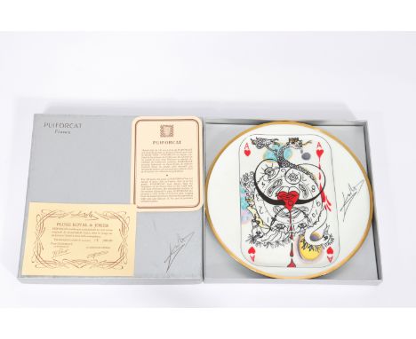 Salvador Dali. " Playing cards ". 1967. Plate featuring the Ace of Hearts card. Polychrome enamels and 24 karat gold on Limog