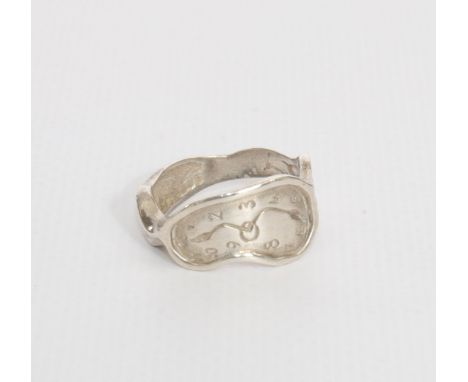 Salvador Dali. Circa 60. Soft watch. Sterling silver ring representing a soft watch. Sterling silver ring representing a soft