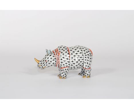 Herend Rhinoceros porcelain. Period XXth centuryPeriod: XXth - 20th centurySizes: H=75mm L=120mmWeight (K): 0,15kgAuthor / ar
