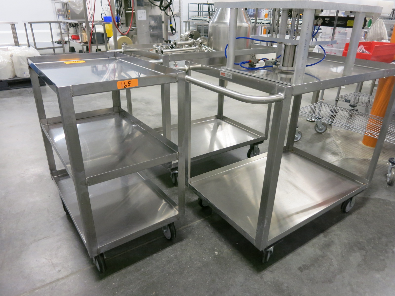 [LOT] (3) Uline stainless carts, (1) 3tier, 30" x 18", (2) 2tier, 36