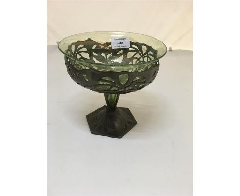 Art Nouveau Jugendstil Pewter and Glass lined Fruit Bowl No 587 16cm dia 15cm tall