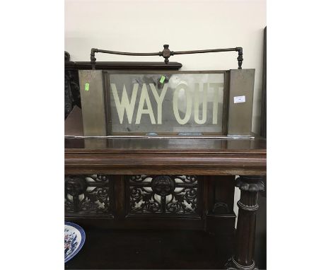 Victorian Gas Lite Theatre Way Out Sign, Approx Measurements Width 24 Inches Height 12 Inches