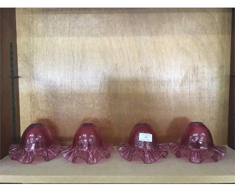  4 Cranberry glass light shade's 