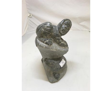 Vintage Inuit Eskimos stone carved figure sculpture measures 24cm tall