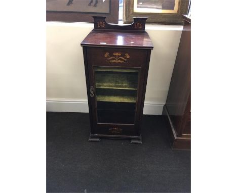 Mahogany Inlaid Art Nouveau Music Cabinet, Approx Measurements Height 40 Inches, Width 18 Inches, Depth 16 Inches