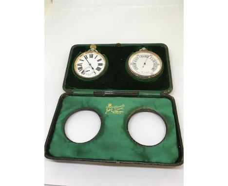 Cased Goliath Pocket Watch & Barometer Watch, Leather case with thermometer 