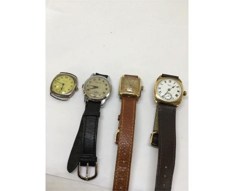 4 Vintage Wrist Watches, Watham USA, James Walker,  Silver Walker & Hall & 1 Other