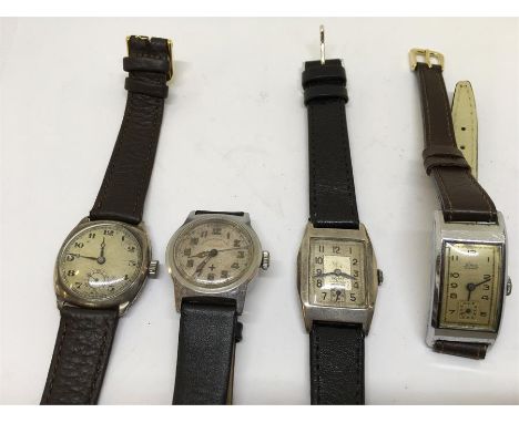 Collection of 4 Vintage Wrist Watches, (Contains 2 Silver watches dating 1937,1939)