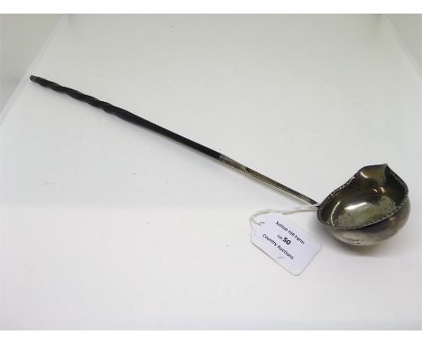 hallmarked Georgian silver brandy ladle.  Full Georgian silver hallmarks and horn handle 