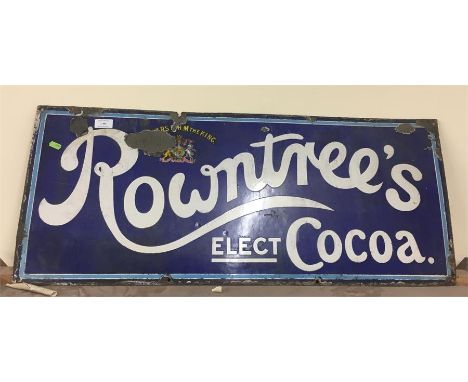 Vintage advertising Rowntree's Elect Cocoa Enamel Sign, Approx Measurements: 36" x 15" inches