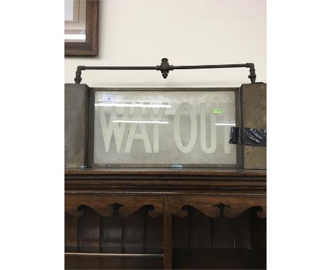 Victorian Gas Lite Theatre Way Out Sign, Approx Measurements Width 24 Inches Height 12 Inches