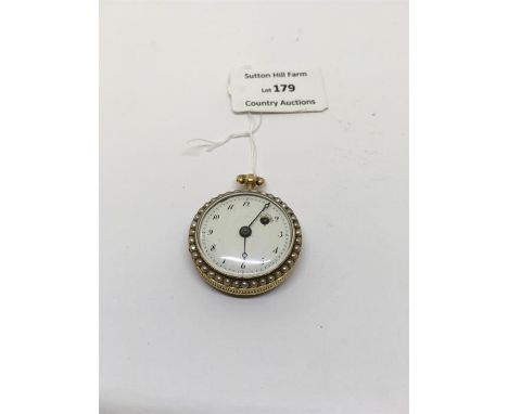 18ct Gold & Seed Pearl French Verge Fob Watch French verge movement case set with Seed pearls total weight 19g