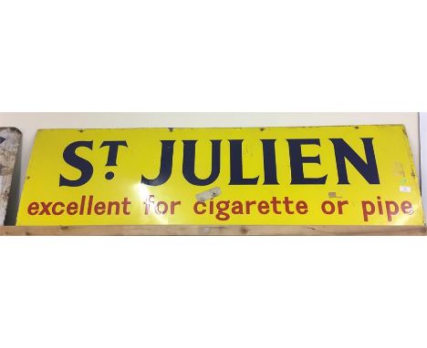 St Julien Enamel Sign ( Excellent for Cigarette or Pipe ), Approx measurements: 60 Inches x 18 Inches