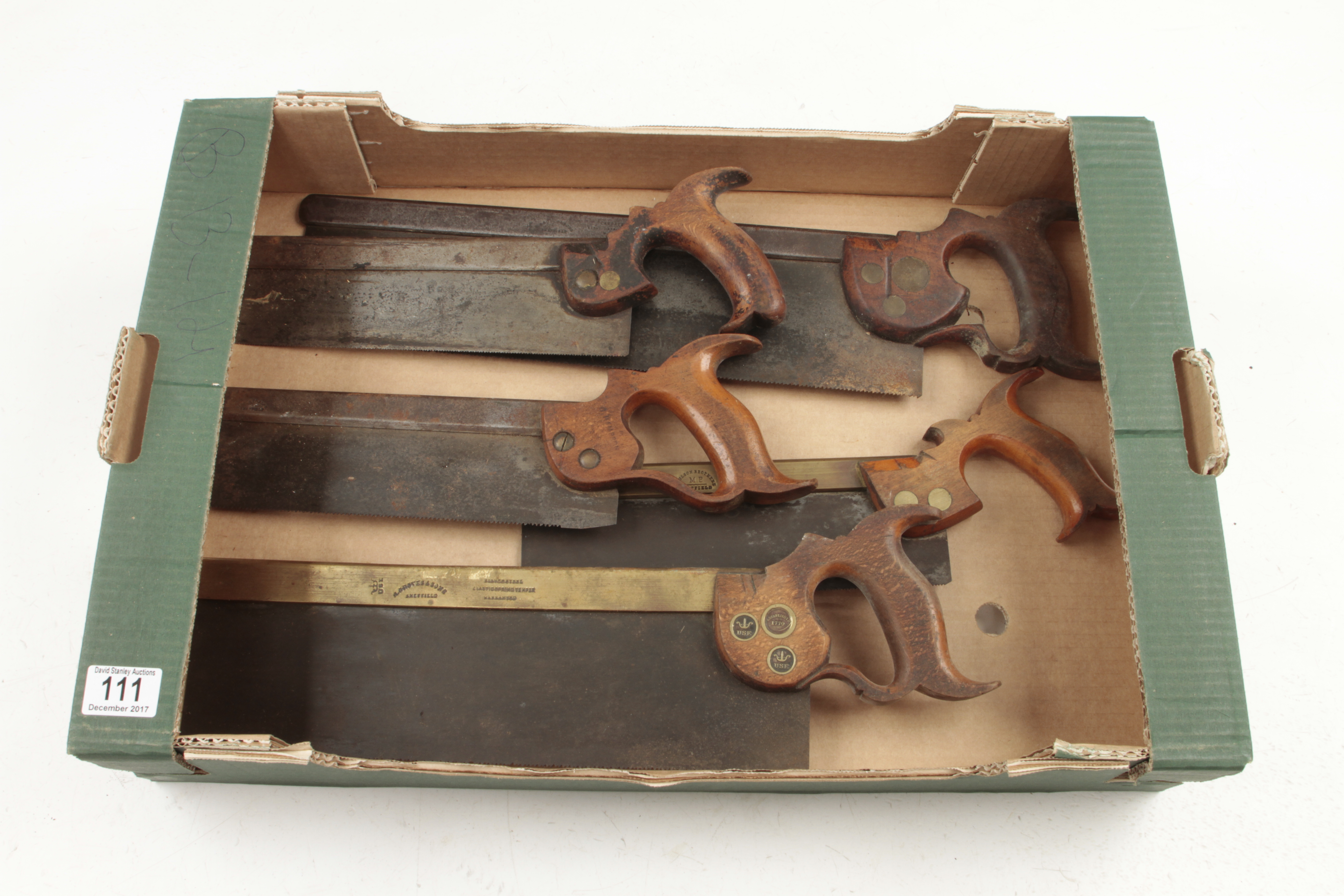 Two B/b Saws And Three Steel Back Saws G