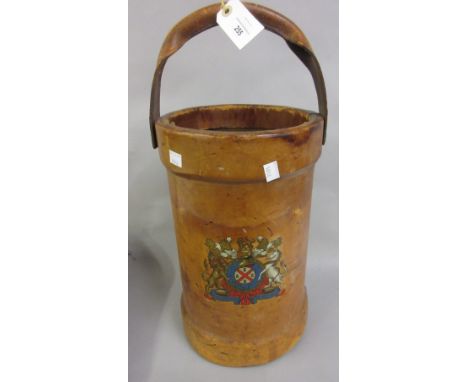 World War I leather shell case / ammunition bucket adapted for use as a stick stand 