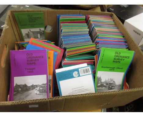 Box containing four hundred and fifty plus Godfrey Edition old Ordnance Survey maps 