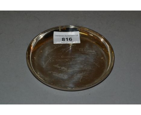 Three small photograph frames together with a Garrard and Company silver trinket dish with engraved signatures 