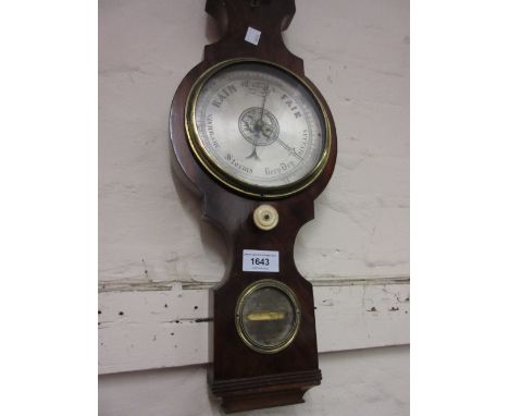 George III mahogany wheel barometer of small proportions with silvered dials, signed Youle, London 