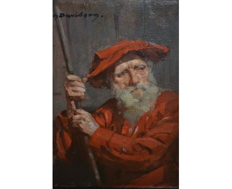 Allen Douglas Davidson, signed oil on canvas board, portrait of a gentleman, 8.5ins x 7ins 