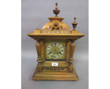 Late 19th Century Continental walnut two train mantel clock 