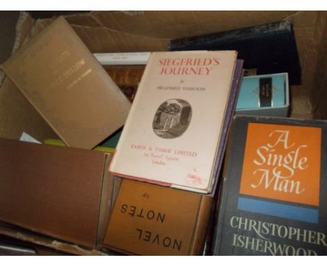 Approximately thirty five hardback books including: some First Editions and some leather bindings, J.M. Barrie, Edith Bagnold