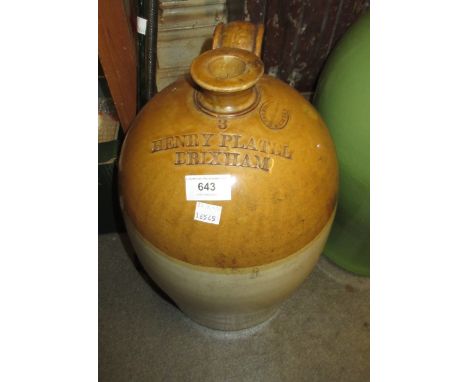 Large 19th Century stoneware spirit flask, impressed Henry Platel, Brixham40cms tallSmall chips to the base 