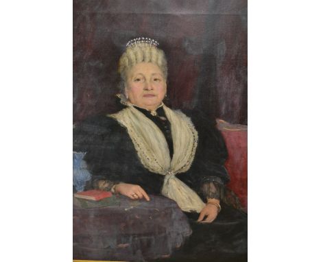 19th Century English school, oil on canvas, life size portrait of Susan Gray nee Scott 1826 - 1907, wife of Thomas Gray of Bi