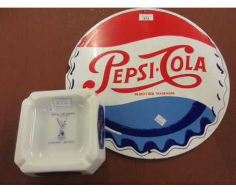 Reproduction Pepsi Cola circular enamel advertising sign, together with a Royal Air Force Association Rothmans Kingsize adver