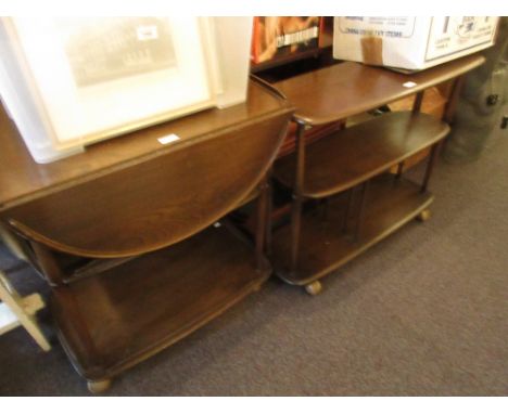 Ercol dark ash three tier trolley and a two tier drop-leaf tea trolley 